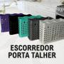 Imagem de Escorredor de pia Porta Talher Vazado Com Separador 3 Divisórias Organizadoras