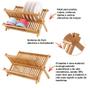 Imagem de Escorredor De Pratos Copos Canecas Em Bambu Dobrável Cozinha Xicaras Descanso Organizador Cozinha