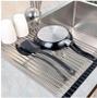 Imagem de Escorredor Louça Pia Pratos Esteira Multifunções Dobrável Inox Cozinha