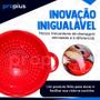 Imagem de Escorredor Massa Alça Vermelho Macarrão Silicone Cabo