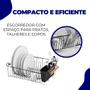 Imagem de Escorredor Organizador de Louças Aramado Pia 15 Pratos Cozinha com Porta Talher e Porta Copos Wide Black Eco Design Preto Arthi