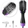 Imagem de Escova 3 em 1 Roxa Secadora e Modeladora com Design Ergonômico para Todos os Tipos de Cabelo