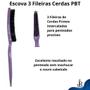 Imagem de Escova 3 Fileiras Cerdas Firmes PBT Ponta Fina para Alinhamento, Mechas, uso com pomadas e cremes