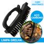 Imagem de Escova de Aço Multiuso Com Cabo Ergonômico Limpa Grelha Churrasqueira Manual Limpeza em Geral