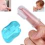 Imagem de Escova De Dente Massageadora De Dedo Bebê Silicone C/ Estojo Azul