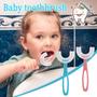 Imagem de Escova De Dentes Macia Infantil 360 Silicone Em Forma De U Azul  Grande(6 á 12 anos )