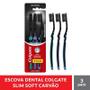 Imagem de Escova Dental Colgate Slim Soft Black Macia 3 Unidades