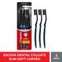 Imagem de Escova Dental Colgate Slim Soft Black Macia Cores Sortidas 3 Unidades