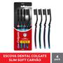 Imagem de Escova Dental Colgate Slim Soft Black Macia Cores Sortidas 4 Unidades