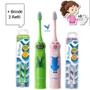 Imagem de Escova Dental Eletrica Kids Rosa ou Verde Techline 