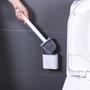 Imagem de Escova Sanitária de Silicone Com Suporte para Limpar Vaso Sanitário Branca