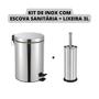 Imagem de Escova Sanitária Inox + Lixeira Inox 3 Litros Para Banheiro