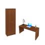 Imagem de Escritório com Mesa para Computador Simples Gavetas e Armário 2 portas Amendoa - FdECOR