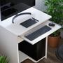 Imagem de Escrivaninha Bancada para Notebook Quarto Mesa de Computador Home Office Estudo Estação de Trabalho com 2 Gavetas Pratica Branco
