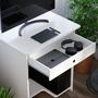Imagem de Escrivaninha Bancada para Notebook Quarto Mesa de Computador Home Office Estudo Estação de Trabalho com 2 Gavetas Pratica Branco