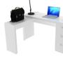 Imagem de Escrivaninha Canto Escritório Home Office 3 Gavetas Branco