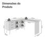 Imagem de Escrivaninha Em L Mesa Para Computador Gamer 3 Gavetas Branco Lisboa Madesa