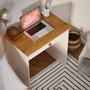Imagem de Escrivaninha Estilo mesa para computador ou notebook com 1 gaveta - Off White com Freijó