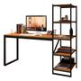 Imagem de Escrivaninha Estudo Home Office Industrial Para Escritório Mesa Trabalho Com Prateleiras