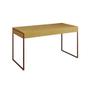 Imagem de Escrivaninha Home Office Estilo Industrial Malta Canela 137x53cm Base Cobre com 1 Poltrona Branca Ea