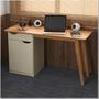 Imagem de Escrivaninha/Mesa de Escritório Com 1 Gaveta 1 Armário com Porta - Off White com Cinamomo - Prism - Patrimar Móveis