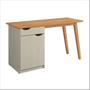 Imagem de Escrivaninha/Mesa de Escritório Com 1 Gaveta 1 Armário com Porta - Off White com Cinamomo - Prism - Patrimar Móveis