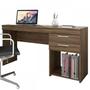 Imagem de Escrivaninha Mesa Escritório Office 2 Gavetas 121cm Nogal Trend