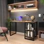 Imagem de Escrivaninha Mesa Estilo Industrial Com Prateleiras Notebook Escritório Multiuso