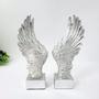 Imagem de Escultura Asa De Anjo Decorativa Prata 25X11X6Cm Kit 2Pc