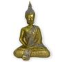 Imagem de Escultura Buda Tibetano Meditando 12 Cm Prata E Dourado