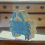 Imagem de Escultura caranguejo decorativa madeira azul florarte 18,5cm