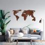 Imagem de Escultura de parede Mapa Mundi Minimalista 250x120 Marrom 