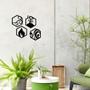 Imagem de Escultura de Parede Vazado Kit 4 Elementos da Natureza Moldura Hexagonal MDF Decorativo Casa sala Ambiente Quarto Quadro