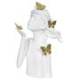 Imagem de Escultura Decorativa de Poliresina Menina Branco e Dourado Com Borboletas