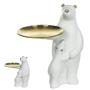 Imagem de Escultura Decorativa Poliresina Urso Branco e Dourado 30x17x12cm