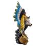 Imagem de Escultura Índio Xamã com Lobo Lado Cocar 24 cm em Resina
