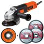 Imagem de Esmerilhadeira Angular 4.1/2 POL 820W G720 BLACK & DECKER com 3 Discos de Corte Metal
