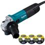 Imagem de Esmerilhadeira Angular 4.1/2 POL 850W M9510B MAKITA MT + Kit 3 Discos 110v