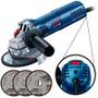 Imagem de Esmerilhadeira Angular 5 POL 900W Gws 9-125 S com Controle de Velocidade + 3 Discos BOSCH