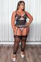 Imagem de Espartilho plus size preto com chocolate sem bojo com calcinha