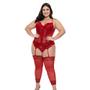 Imagem de Espatilho Plus Size Vermelho Abertura Frontal Sepie 37046 Microfibra com Renda