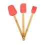 Imagem de Espátula Silicone - Bambu/Vermelho - 3 unidades - Cromus Linha Profissional Allonsy - Rizzo