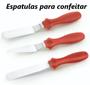 Imagem de Espatulas para confeitar bolo kit com 3 espatulas inox para cobertura chantily MimoStyle