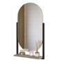 Imagem de Espelheira Oval Para Banheiro 1 Prateleira 100% MDF Estrutura Metalon Ori Mgm Móveis Cimento