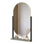 Imagem de Espelheira Oval Para Banheiro 1 Prateleira 100% MDF Estrutura Metalon Ori Mgm Móveis Pistache