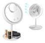 Imagem de Espelho  Aumento Led E Ventilador Regulável Porta Maquiagem