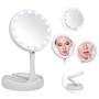 Imagem de Espelho com Led De Mesa Com Aumento 10x Led luz Dobravel Para Maquiagem Pronta Entrega