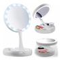 Imagem de Espelho com Led De Mesa Com Aumento 10x Led luz Dobrável Portátil Para Maquiagem