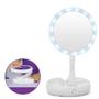 Imagem de Espelho De Aumento 10x Com Luz De Iluminação Led De Mesa Dobrável E Articulável Para Maquiagem Camarim