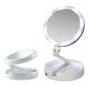 Imagem de Espelho De Aumento Para Maquiagem Com Luz Led USB ou Pilha Mesa Dobrável Organizador